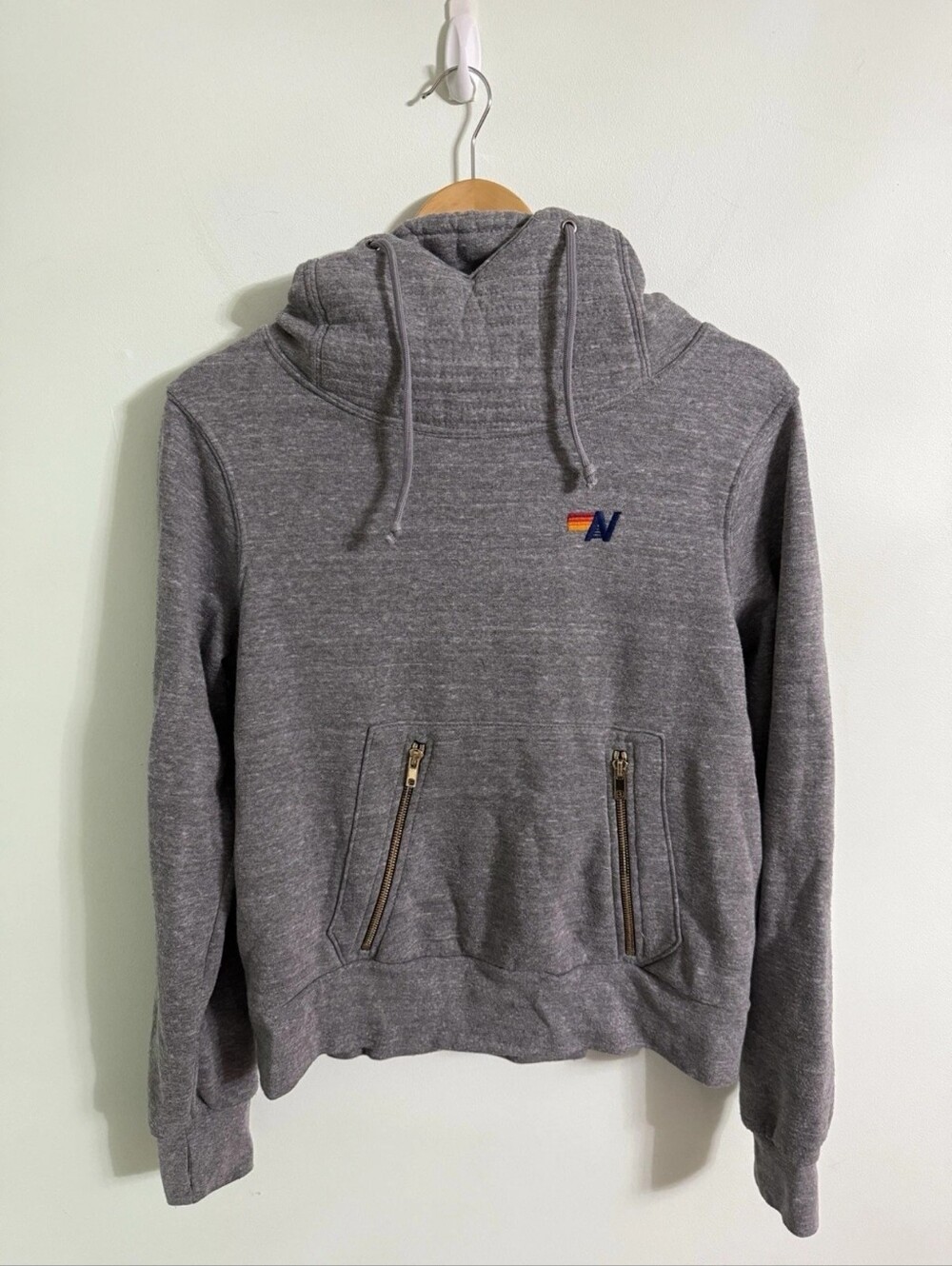 Aviator Nation Ninja Pullover Hoodie Grey Size X-Small